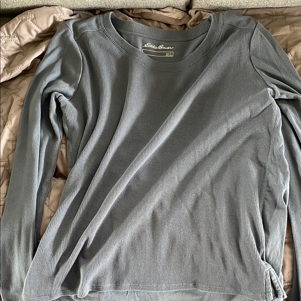 Eddie Bauer Gray Fitted Long Sleeve Tee